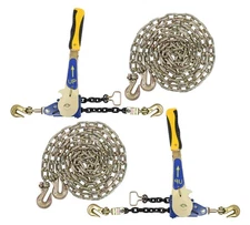 5/16 20' G70 Chain (2) and Easy Binder Ratcheting Chain Load Binder (2) Trans...