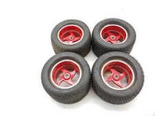 4x Vintage Proline Road Rage 1082 Monster Truck Tires on Painted Aluminum Wheels