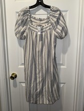 New with Tags Loft Women's Medium Striped Puff Sleeve Square Neck Dress