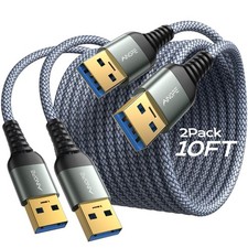 USB to USB Cable, 10FT 2Pack USB 3.0 A to A Male to Male Cable Never Rupture...