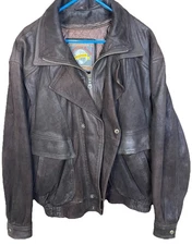 VTG  Adventure Bound By Wilsons Brown Leather Bomber Jacket Men’s Size XL