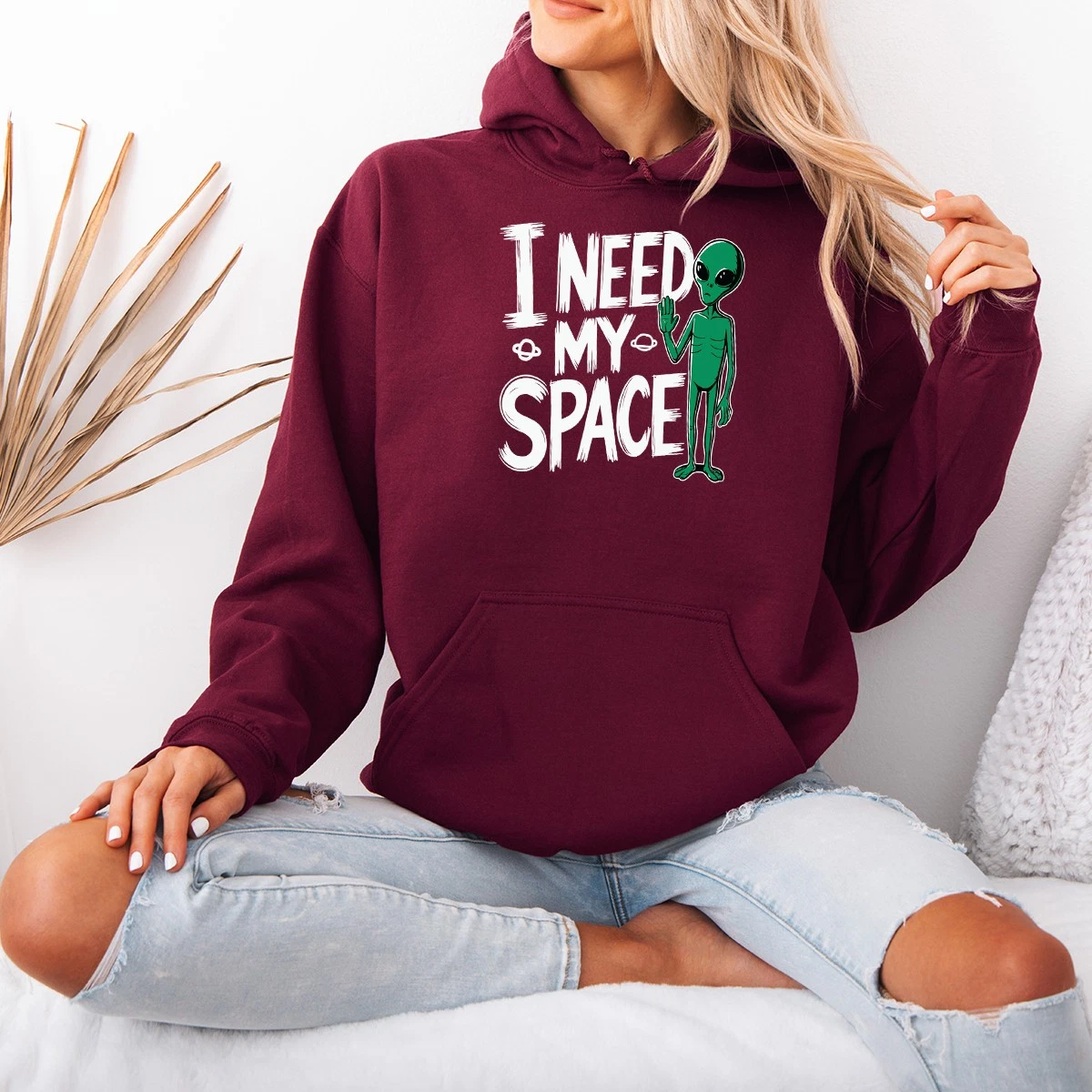 I Need My Space Womens Hoodie Introvert Alien Sci Fi Gift For Her