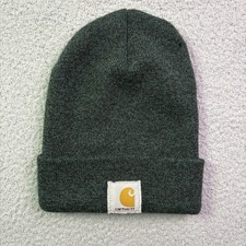 Carhartt Beanie Hat Cap One Size Green Workwear Knit Stretch Cuffed