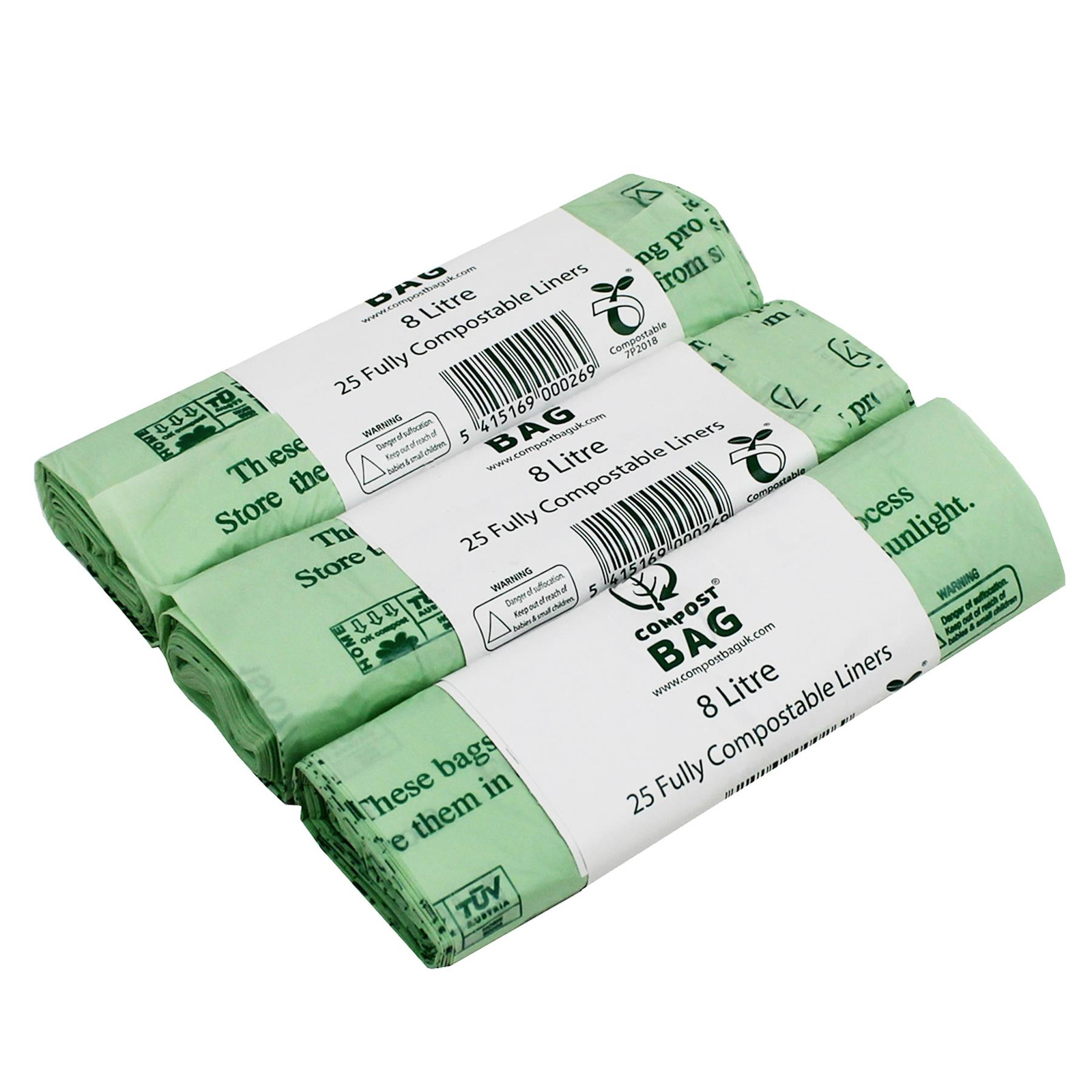 75 x 8 Litre Compost Bag Compostable Food Waste Bag-EN13432