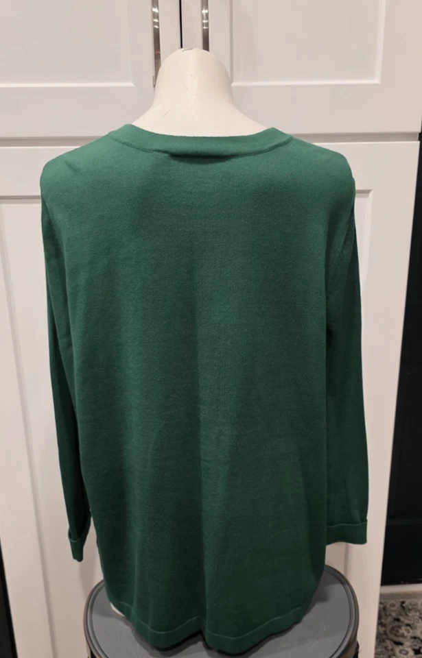 Suéter Quacker Factory XL Bordado Lentejuelas Tachuela Árbol de Navidad Verde - I 112 Foto 2 de 4