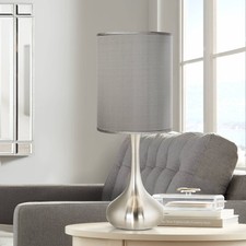 Modern Accent Table Lamp Brushed Nickel Droplet for Living Room Bedroom Office