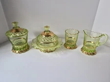 Riverside Petticoat With Gold Accents Table Set Complete URANIUM