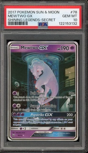 Pokemon Mewtwo GX Shining Legends Secret Rare #78 PSA 10 Gem Mint