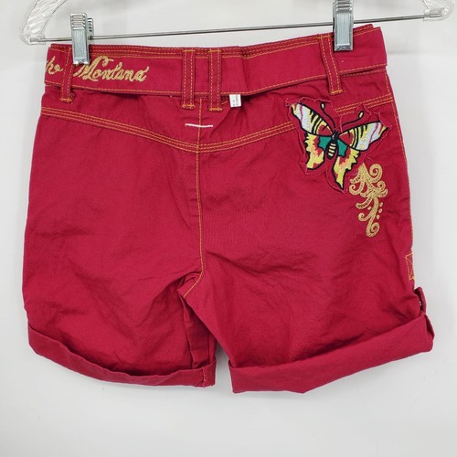 Pantaloncini da bambina vintage Hannah Montana ricamati farfalla Y2K taglia 10 - Foto 2 di 5