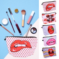5Pcs Lippen Bedruckte Kosmetikbeutel Mode Make -Up -Tasche Make -Up Organizer