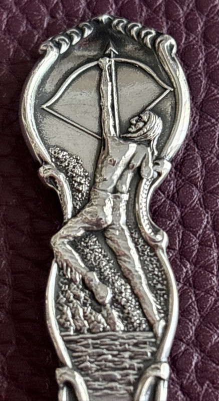 Indian Shooting Arrow Longhorn El Paso Texas 5 1/8" Sterling Souvenir Spoon 19g!