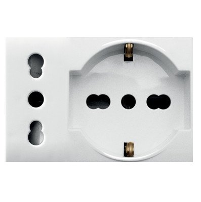 Leuchten - Whitek S44 Schuko Steckdose Italienische Steckdose 2p+t 10/16a 250v 3 Module Weiß...