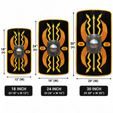 Roman Style Decorative Shield Black & Gold Medieval Warrior Wall Shield