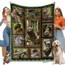 Sloth Blanket for Women Men & Kids - Soft Warm Flannel Blanket & Throw for Li
