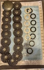 2 Belts- Leather western Concho- Black and Silver reversibel