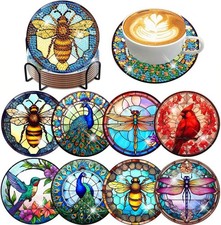 8 Pcs Animals Diamond Painting Coasters with Holder-DIY Cute Animals Diamond Art