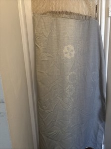 2 Curtain 12/84’ Room Divider Medical Cubicle Spa Gray Tan Cream Flower Mesh Top