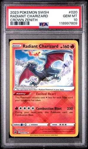 Radiant Charizard Pokemon Crown Zenith 020/159 PSA 10