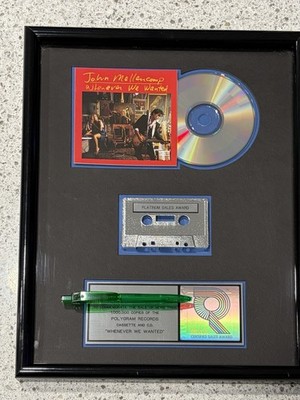 JOHN MELLENCAMP WHENEVER WE WANTED 1991 RIAA PLATINUM SALES AWARD GET A LEG UP