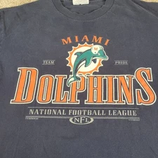 VTG VF Knitwear Label Miami Dolphins T-shirt Large Navy Throwback Logo