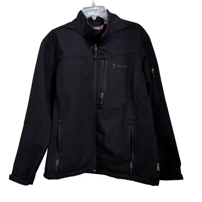 Free Country Softshell Jacket Medium Black Neoprene Windproof Water Resistant