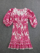 Farm Rio Dress Womens XXS Pink Floral Cotton Smocked Puff Sleeve Mini Sundress