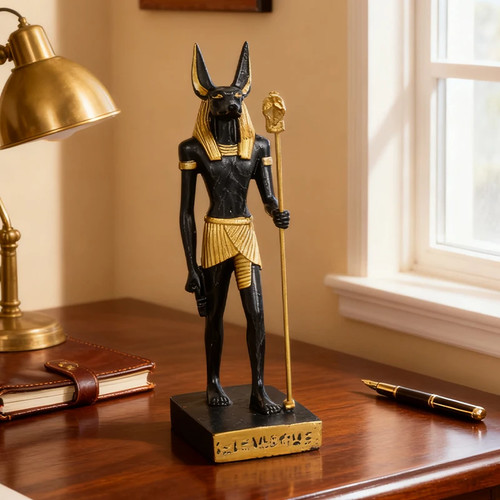 Egyptian Anubis Resin Statue Home Decor Figurine for Living Room & Bedroom