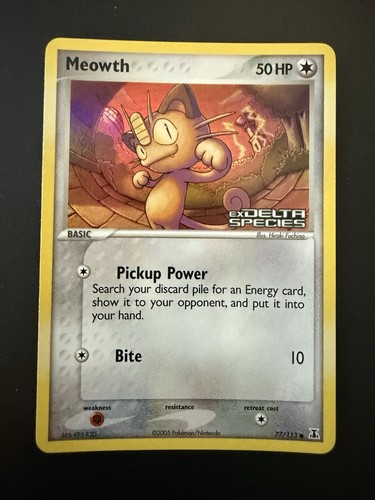 Pokemon TCG EX Delta Species 2005 - Meowth 77/113 Reverse Stamped Holo NM - Bild 1 von 19