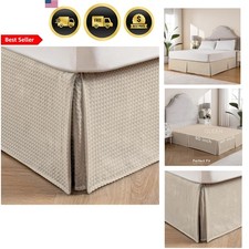 Waffle Weave Bed Skirt Queen 16 Inch Drop Tailored Dust Ruffle Easy Fit