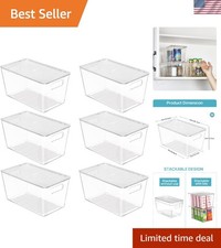 Durable 6 Pack Clear Storage Bins with Handles - Ideal for Home Organization