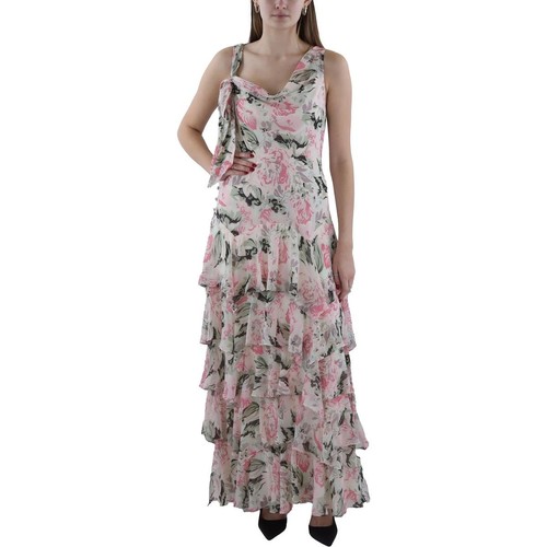 Lauren Ralph Lauren Womens White Tiered Maxi Evening Dress Gown 8 BHFO 2165