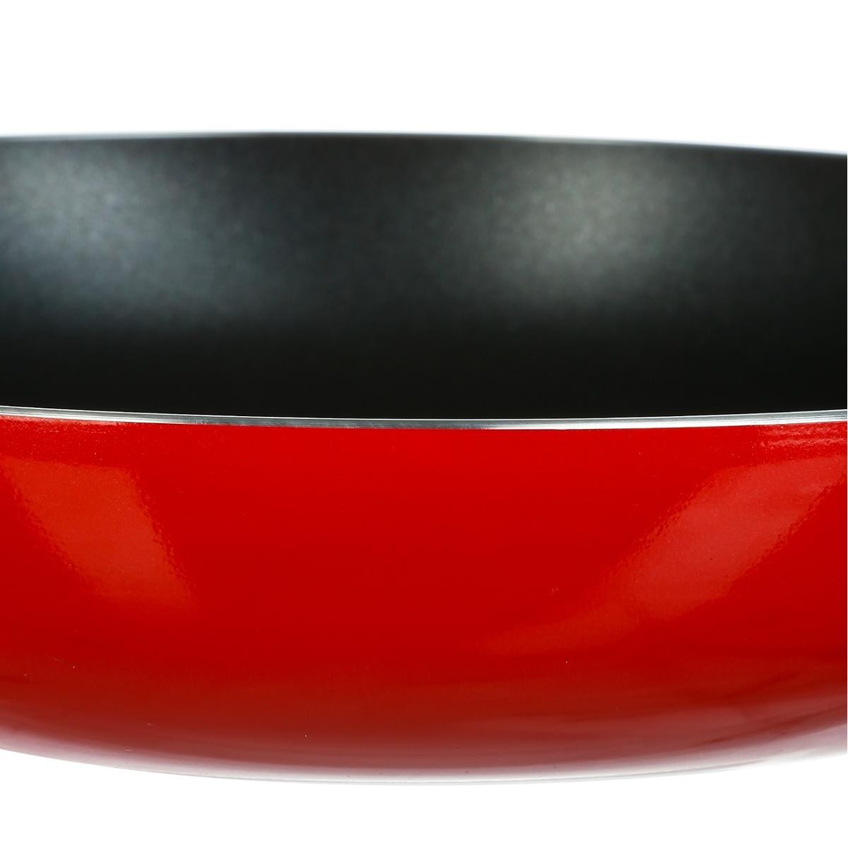 Poêle en aluminium 26cm rouge à diffusion de chaleur homogène