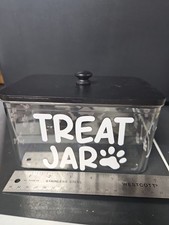 Treat Jar Paw Print Acrylic Dog Treat Container Sit On Wooden Lid With Handle