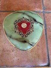 Vintage Green Swirl Footed Tin  With Lid 2.75...