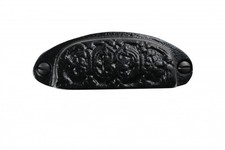 Cabinet Pulls 3.18 In. Black Wrought Iron Drawer Cup Bin Pulls With Mounting ...
