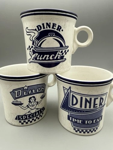 VTG FiestaWare Ring Handle Coffee Mugs Homer Laughlin HLC USA Cups Diner Food