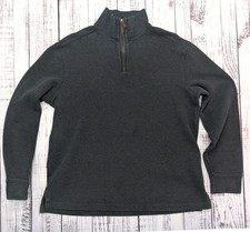 Polo Ralph Lauren Sweater Mens Medium Gray Quarter Zip Mock Neck Pony Pullover