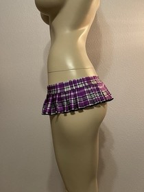 Sexy Micro Mini Purple Plaid Pleated Skirt Lingerie Rave Exotic Dancer Stripper