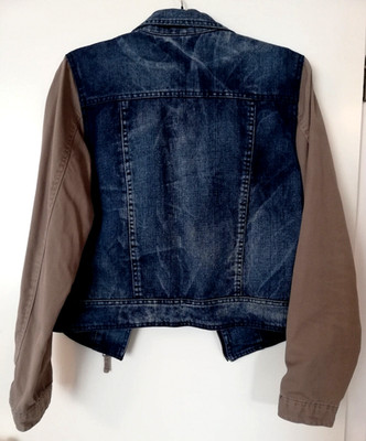 Voyelles Jeans Jacke Jacket Biker Baumwolle Damen blau-braun Größe L gefüttert