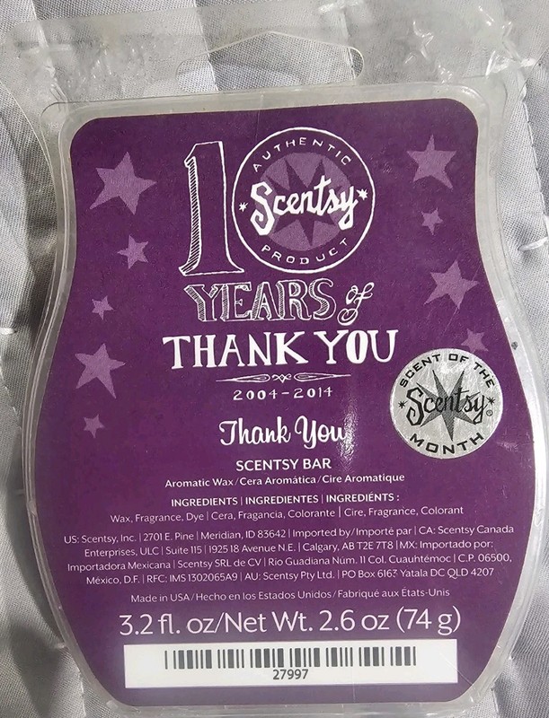 Retired Scentsy Special Ed Wax Bar Thank You Scent 10 Yr Anniversary  2004-14