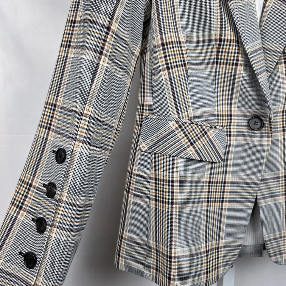 Veronica Beard Dickey Blazer Steele Gray Plaid Size 4 Jacket Career Business - Image 2 of 4