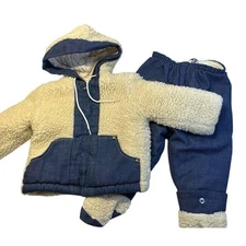 Sherpa Jacket & Denim Pants Set Baby Toddler Winter Outfit Hooded Coat