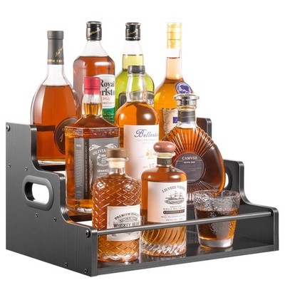 3-Tier Liquor Bottle Display Shelf,Coffee Syrup Rack Organizer,Water Bottle O...