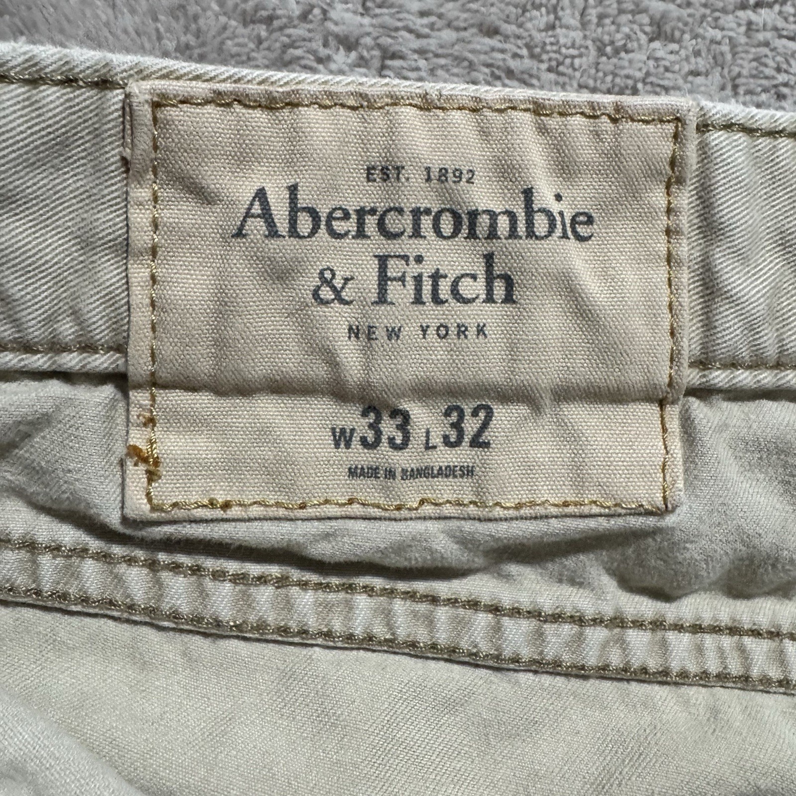 Abercrombie & Fitch Jeans Mens 33 x 32 Beige Button Fly Denim Straight Leg