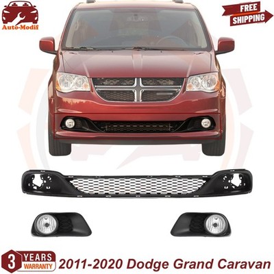 Front Lower Grille & Fog Light Pair For 2011-2020 Dodge Grand Caravan