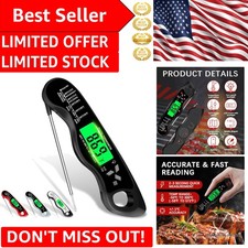 Instant Read Digital Thermometer - Backlit, Waterproof for Perfect Grilling