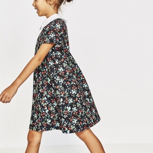 Zara GIRLS Nero Ditsy Floreale Peter Pan Colletto Abito Taglia 10 | eBay