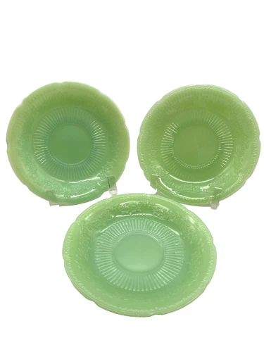 Fire King Jadeite Set Of 3 Saucers 6" Restaurant Ware