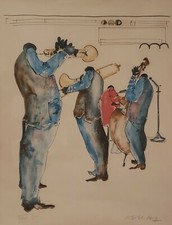 Rare Signed & Numbered LEO MEIERSDOR 28/45 Jazz Players New Orleans Art Print 