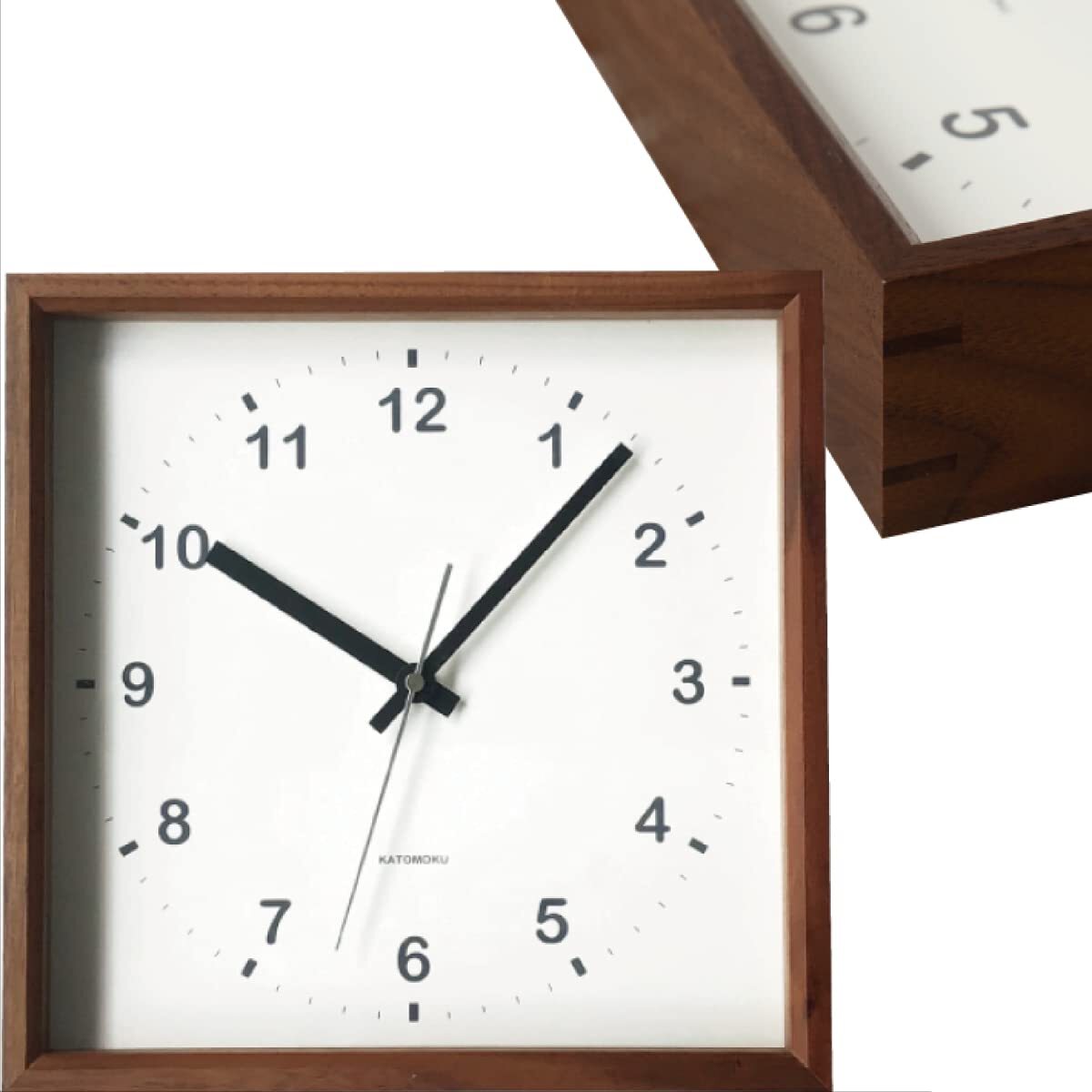 Katomoku Square Clock Km-37B Wood Walnut Wall Clock Katomoku Square Clock Km-37B Wood Walnut Wall Clock